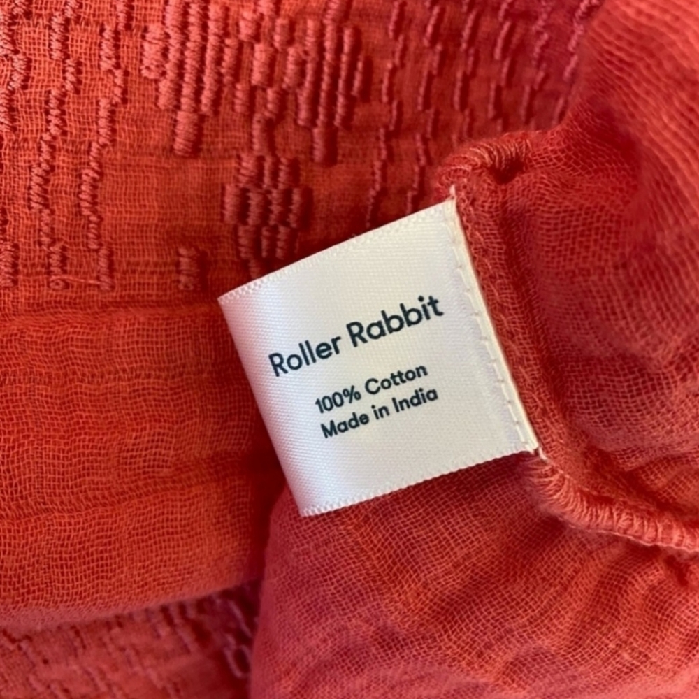 Roller Rabbit Embroidered Boho Chic Size: L  Pink Red - Picture 7 of 8